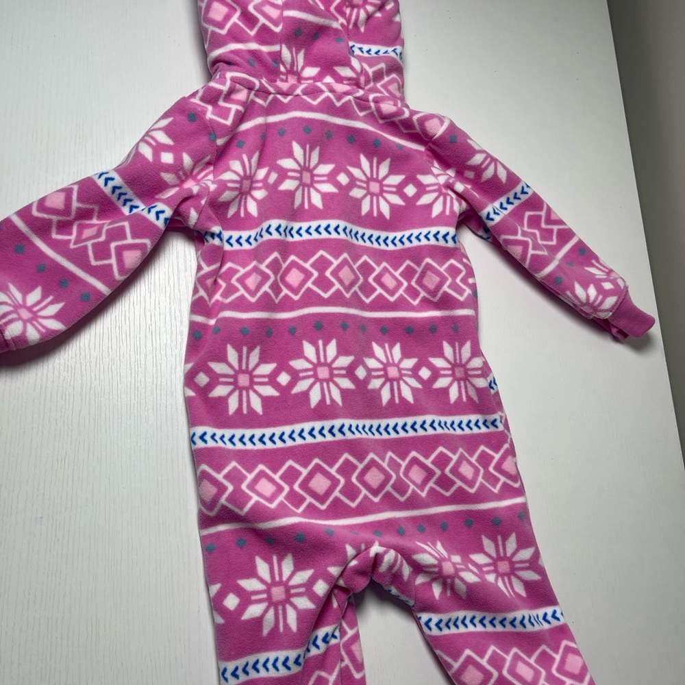 Carter's Pink and Blue Patterned Sherpa Onesie - Picture 4 of 4